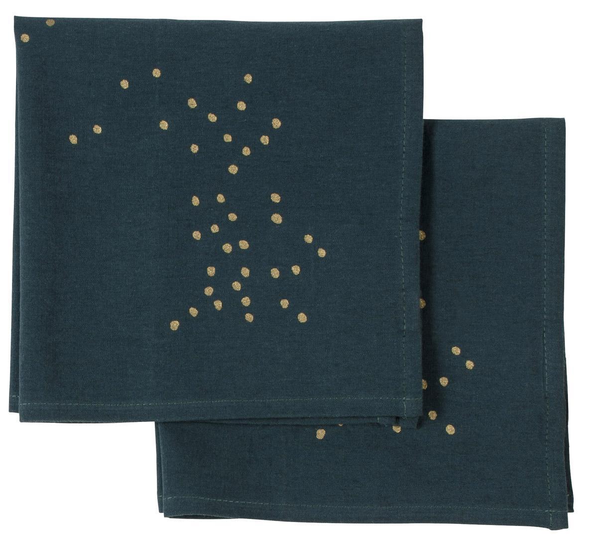 serviette de table x2 lin et coton pluie or ardoise